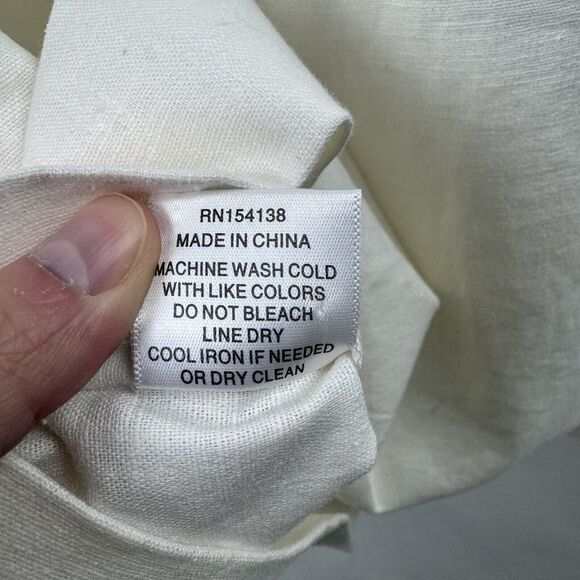 STAUD Alexandria White Linen Midi Dress Long Sleeves Size 8 - Picture 10 of 10